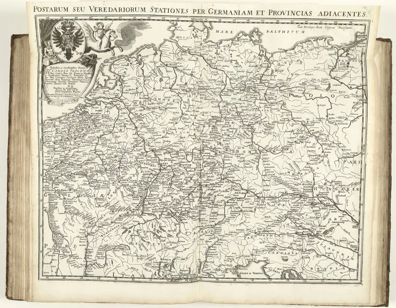 Kaart van de postroutes door het Duitse Rijk, 1711 Wall Art by Unknown - High-Resolution Digital Print