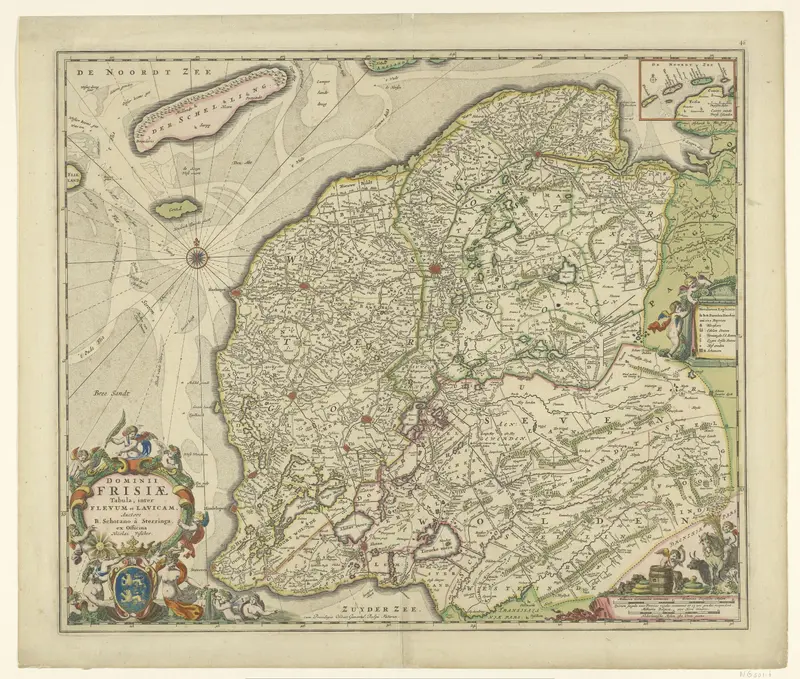 Kaart van de provincie Friesland Wall Art by anonymous - High-Resolution Digital Print