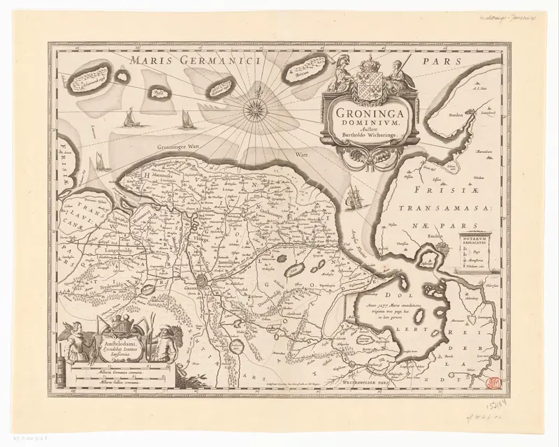 Kaart van de provincie Groningen Wall Art by Johannes Janssonius van Waesberge (I) - High-Resolution Digital Print