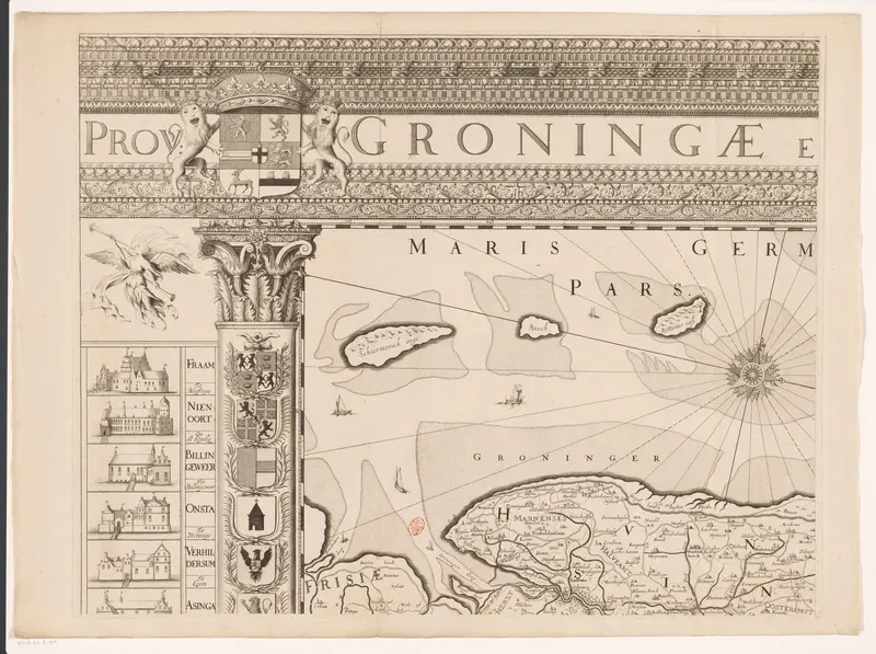Kaart van de provincie Groningen (deel linksboven) Wall Art by Frederik Coenders van Helpen - High-Resolution Digital Print