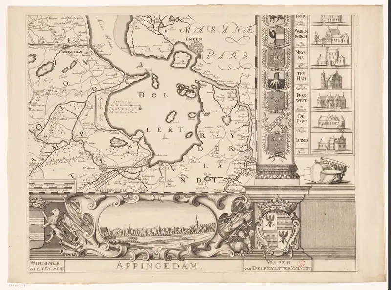 Kaart van de provincie Groningen (deel rechtsonder) Wall Art by Frederik Coenders van Helpen - High-Resolution Digital Print