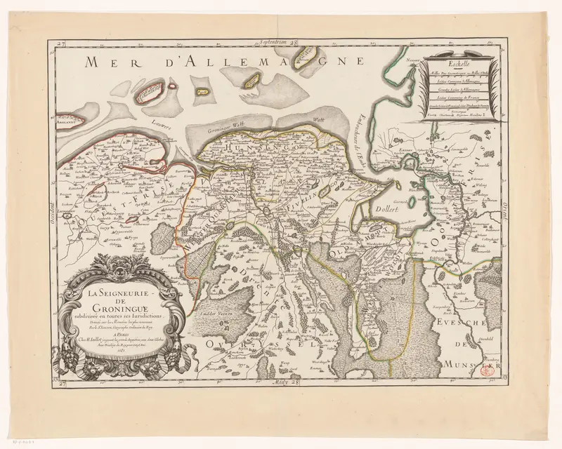 Kaart van de provincie Groningen en delen van Friesland en Drenthe Wall Art by Unknown - High-Resolution Digital Print