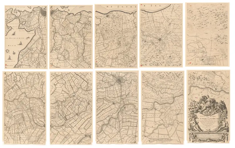 Kaart van de provincie Utrecht, bestaande uit tien delen Wall Art by Unknown - High-Resolution Digital Print