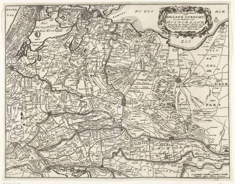 Kaart van de provincies Holland, Utrecht en Gelderland met de vestingen en forten gebouwd tijdens de oorlog in 1672 Wall Art by Johannes van Loon - High-Resolution Digital Print