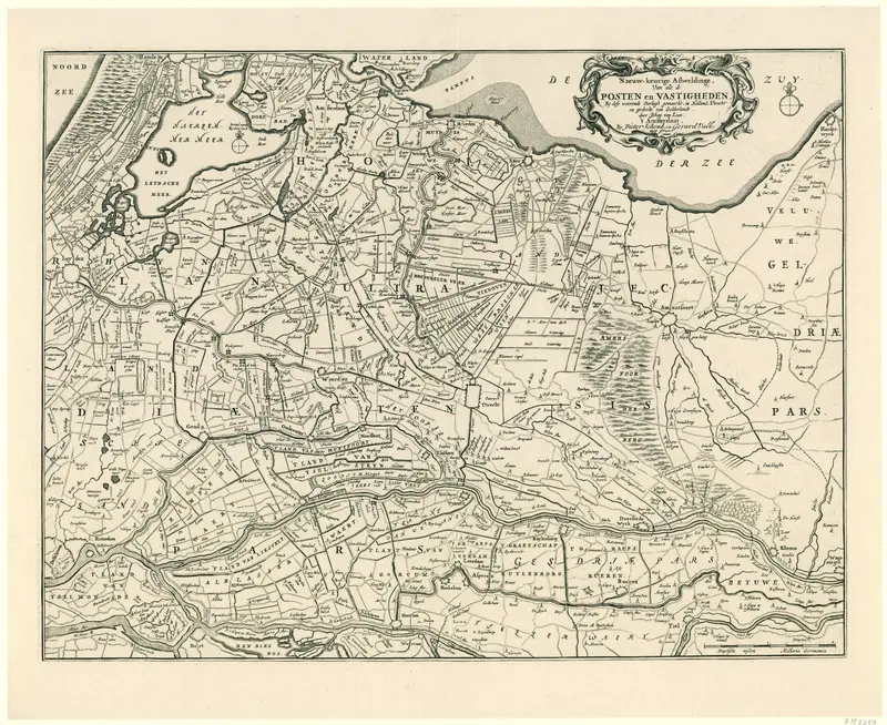 Kaart van de provincies Holland, Utrecht en Gelderland met de vestingen en forten gebouwd tijdens de oorlog in 1672 Wall Art by anonymous - High-Resolution Digital Print
