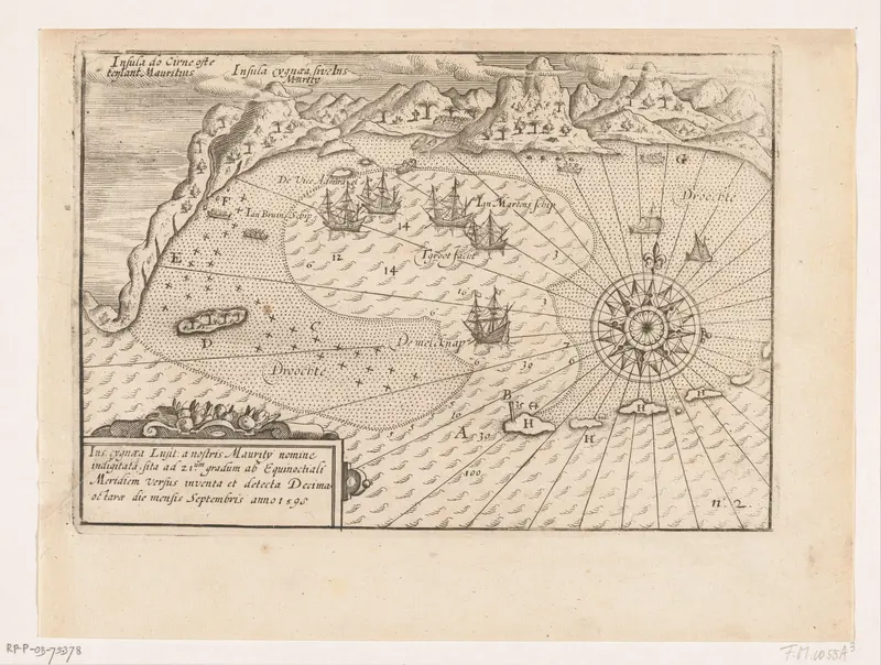 Kaart van de rede van Mauritius, 1598 Wall Art by anonymous - High-Resolution Digital Print