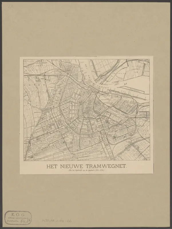 Kaart van de regio Amsterdam met een netwerk van tramlijnen Wall Art by anonymous - High-Resolution Digital Print