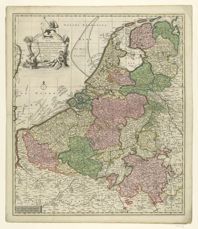 Kaart van de Republiek der Zeven Verenigde Nederlanden Wall Art by Josua Ottens - High-Resolution Digital Print