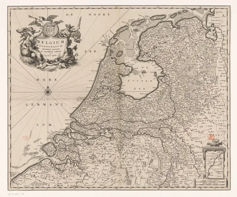 Kaart van de Republiek der Zeven Verenigde Nederlanden Wall Art by Nicolaes Visscher (I) - High-Resolution Digital Print