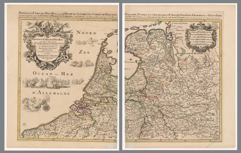 Kaart van de Republiek der Zeven Verenigde Nederlanden en omliggende gebieden, bestaande uit twee delen Wall Art by Pieter Mortier (I) - High-Resolution Digital Print