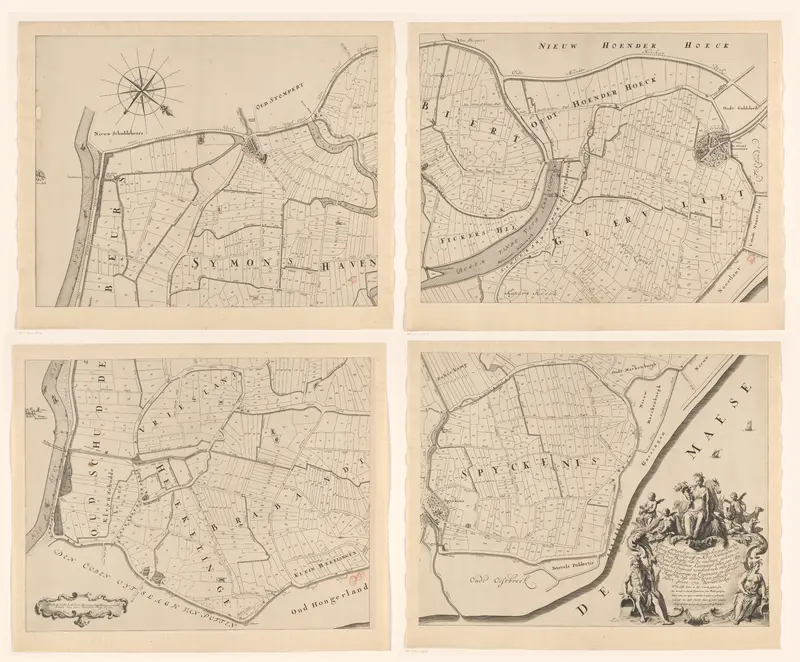 Kaart van de Ring van Putten, bestaande uit vier delen Wall Art by Unknown - High-Resolution Digital Print