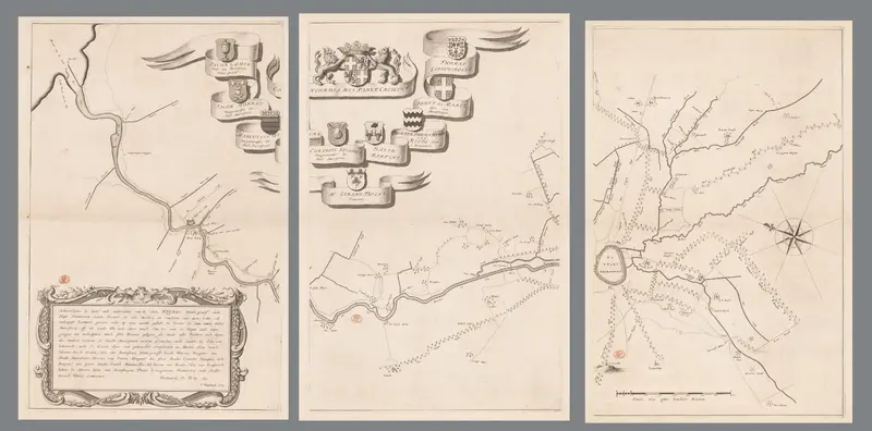 Kaart van de rivier de Eem, bestaande uit drie delen Wall Art by Unknown - High-Resolution Digital Print