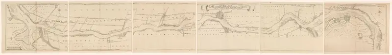 Kaart van de rivier de Lek, bestaande uit zeven delen Wall Art by Unknown - High-Resolution Digital Print