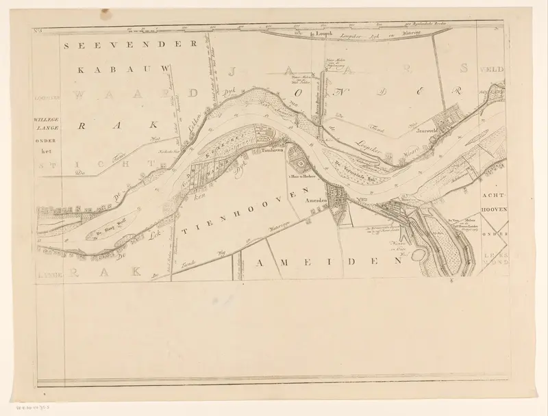 Kaart van de rivier de Lek (vijfde deel) Wall Art by Unknown - High-Resolution Digital Print
