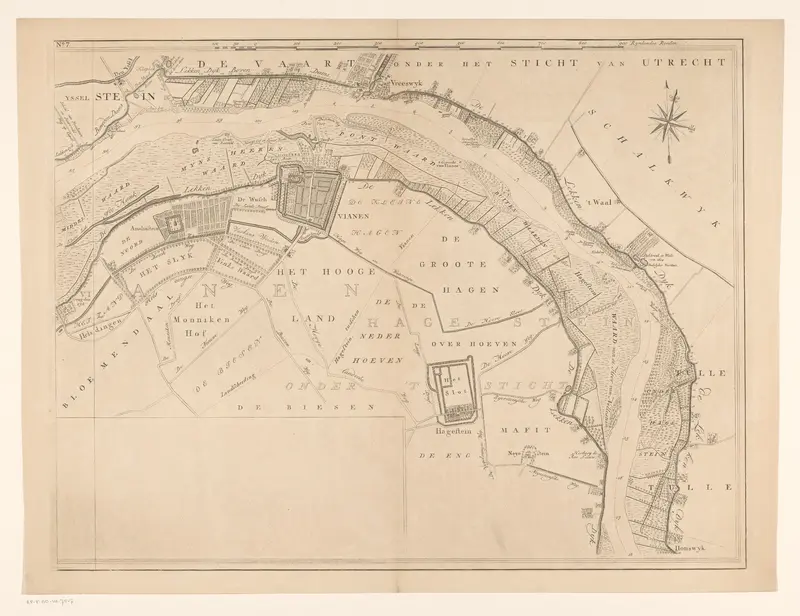 Kaart van de rivier de Lek (zevende deel) Wall Art by Unknown - High-Resolution Digital Print