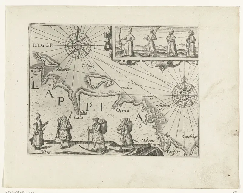 Kaart van de Russische kust met het plaatsje Kola, 1597 Wall Art by anonymous - High-Resolution Digital Print