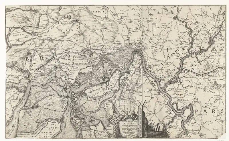 Kaart van de Schelde en Zandvliet, 1640 Wall Art by Josua van den Enden - High-Resolution Digital Print