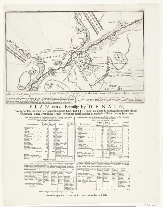 Kaart van de slag bij Denain, 1712 Wall Art by anonymous - High-Resolution Digital Print