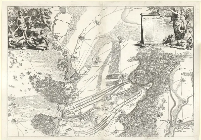 Kaart van de Slag bij Höchstädt (bovenste helft), 1704 Wall Art by Unknown - High-Resolution Digital Print