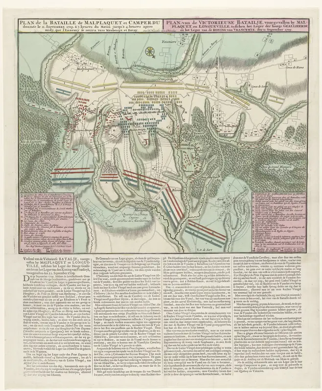 Kaart van de slag bij Malplaquet, 1709 Wall Art by anonymous - High-Resolution Digital Print