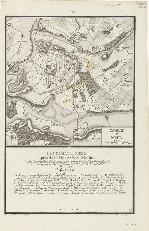 Kaart van de slag bij Meer, 1758 Wall Art by Unknown - High-Resolution Digital Print