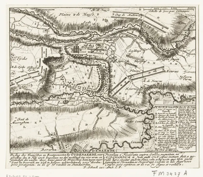 Kaart van de slag bij Oudenaarde, 1708 Wall Art by Pieter Schenk (I) - High-Resolution Digital Print