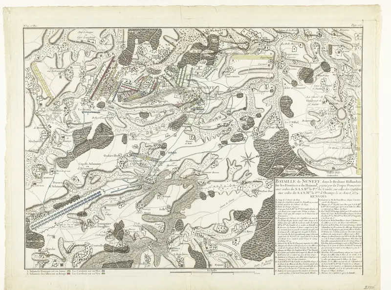 Kaart van de slag bij Seneffe, 1674 Wall Art by anonymous - High-Resolution Digital Print