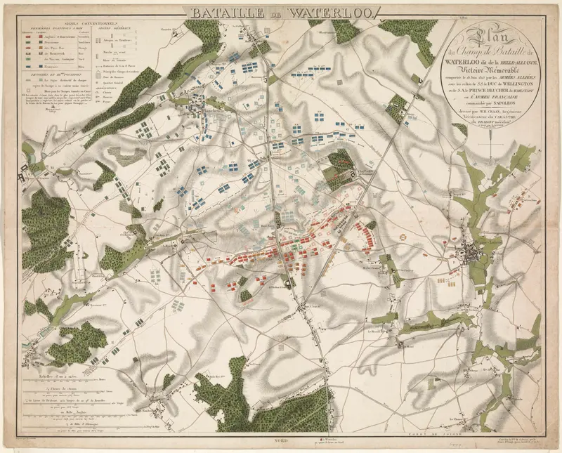 Kaart van de Slag bij Waterloo, 1815 Wall Art by Unknown - High-Resolution Digital Print