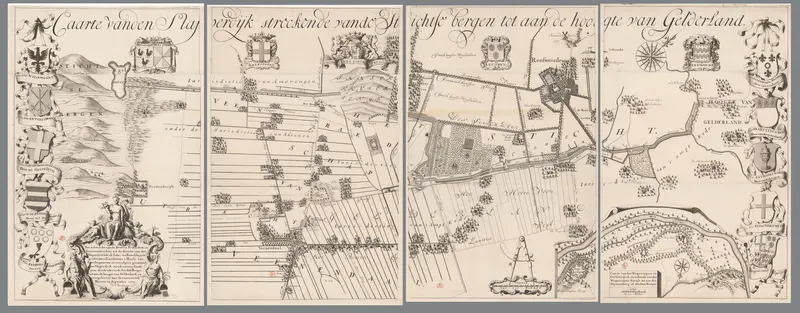 Kaart van de Slaperdijk, bestaande uit vier delen Wall Art by Caspar Specht - High-Resolution Digital Print