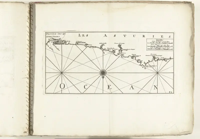 Kaart van de Spaanse noordkust bij Gijón, ca. 1702 Wall Art by unknown - High-Resolution Digital Print