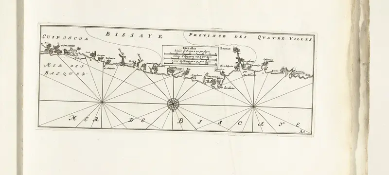 Kaart van de Spaanse noordkust tussen Bilbao en San Sebastián, ca. 1702 Wall Art by unknown - High-Resolution Digital Print