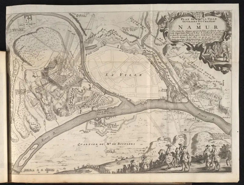 Kaart van de stad Namen met het kasteel, belegerd door het Franse leger, 1692 Wall Art by Nicolas de Fer - High-Resolution Digital Print