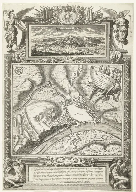 Kaart van de stad Namen met het kasteel, belegerd en ingenomen door het Franse leger, 1692 Wall Art by Pierre Lepautre - High-Resolution Digital Print