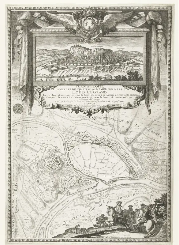 Kaart van de stad Namen met het kasteel, belegerd en ingenomen door het Franse leger, 1692 Wall Art by Unknown - High-Resolution Digital Print