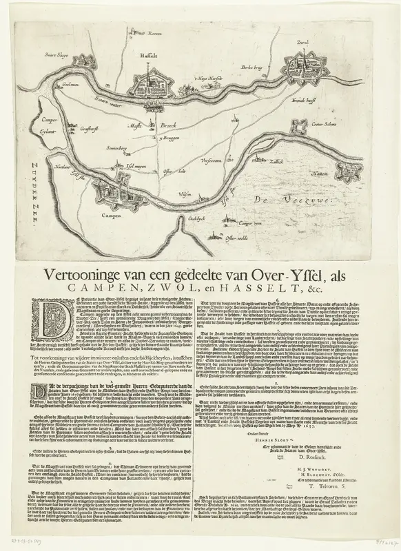 Kaart van de streek tussen Kampen, Zwolle en Hasselt, 1657 Wall Art by anonymous - High-Resolution Digital Print