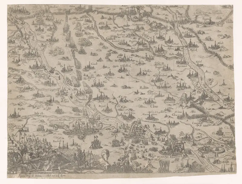 Kaart van de strijd in het hertogdom Gulik, 1614 Wall Art by anonymous - High-Resolution Digital Print