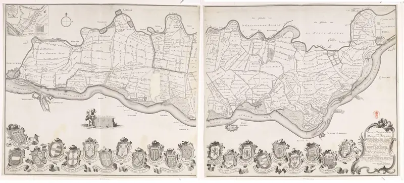 Kaart van de Tielerwaard, bestaande uit twee delen Wall Art by Unknown - High-Resolution Digital Print