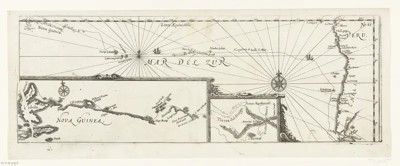 Kaart van de tocht van Jacob le Maire om Kaap Hoorn, 1616 Wall Art by anonymous - High-Resolution Digital Print