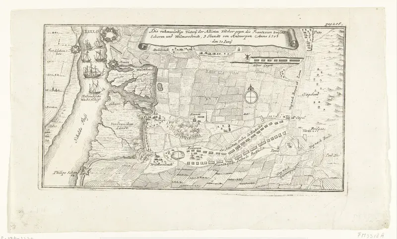 Kaart van de veldslag bij Ekeren, 1703 Wall Art by anonymous - High-Resolution Digital Print