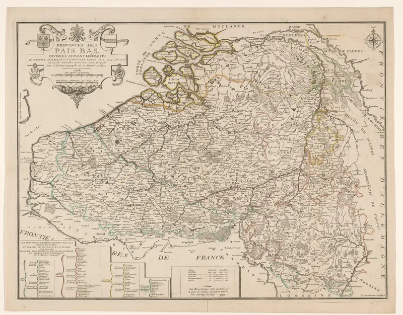Kaart van de verdeling van de zuidelijke provinciën van Nederland na de vrede van Utrecht, Restatt en Antwerpen Wall Art by Unknown - High-Resolution Digital Print