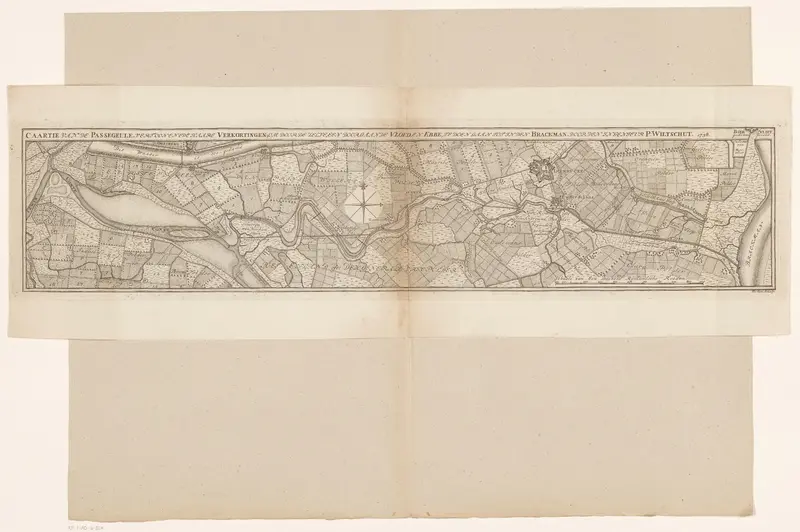 Kaart van de verkortingen in de Passageule en het kanaal naar de Braakman bij IJzendijke Wall Art by Unknown - High-Resolution Digital Print