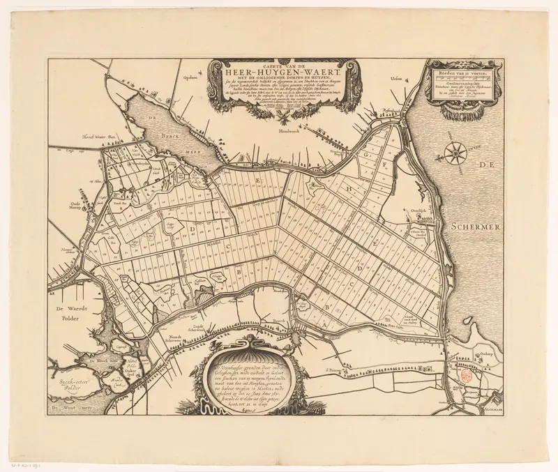 Kaart van de verlote kavels in de Heerhugowaard, 1631 Wall Art by anonymous - High-Resolution Digital Print