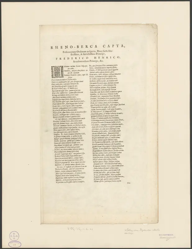 Kaart van de verovering van Rijnberg, 1633 Wall Art by Unknown - High-Resolution Digital Print
