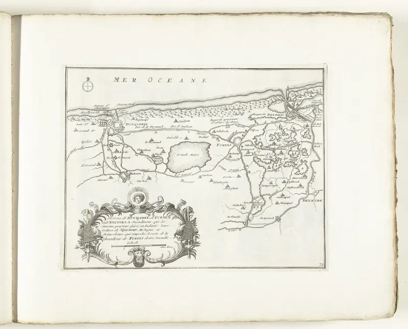 Kaart van de Vlaamse kust tussen Duinkerke en Nieuwpoort, ca. 1702 Wall Art by anonymous - High-Resolution Digital Print
