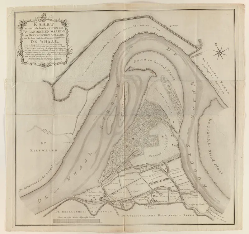 Kaart van de Waal rond Herwen en de Bijlandse Waard Wall Art by Unknown - High-Resolution Digital Print