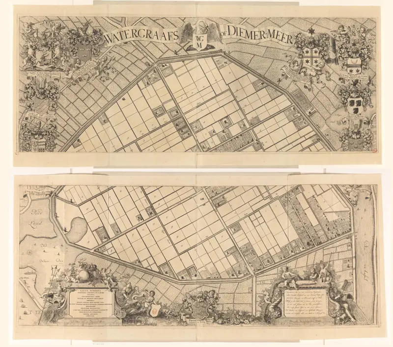 Kaart van de Watergraafsmeer, bestaande uit twee delen Wall Art by Unknown - High-Resolution Digital Print