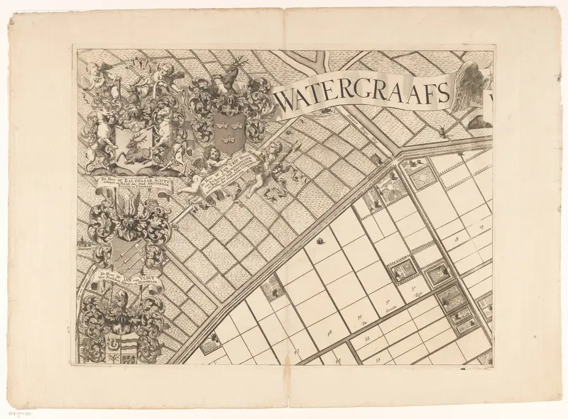 Kaart van de Watergraafsmeer (deel linksboven) Wall Art by Pieter van den Berge - High-Resolution Digital Print