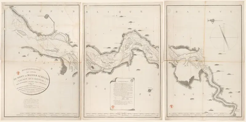 Kaart van de Westerschelde, bestaande uit drie delen Wall Art by Unknown - High-Resolution Digital Print