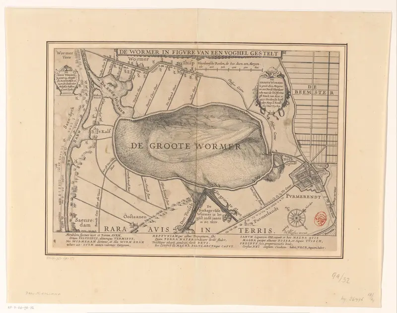 Kaart van de Wormer en Engewormer in de vorm van een vogel, 1625 Wall Art by anonymous - High-Resolution Digital Print