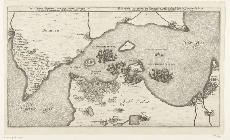 Kaart van de zeeslag tussen de Zweedse en Deense vloten in de Belt, 1644 Wall Art by anonymous - High-Resolution Digital Print